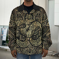 Gold Om Lotus Print Men's Shirt Jacket
