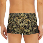 Gold Om Lotus Print Men's Short Boxer Briefs