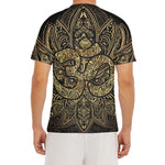 Gold Om Lotus Print Men's Short Sleeve Rash Guard