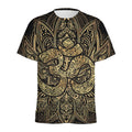 Gold Om Lotus Print Men's Athletic T-Shirt