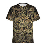 Gold Om Lotus Print Men's Sports T-Shirt