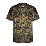 Gold Om Lotus Print Men's Sports T-Shirt