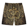 Gold Om Lotus Print Men's Swim Trunks