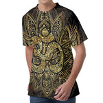 Gold Om Lotus Print Men's Velvet T-Shirt