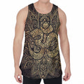 Gold Om Lotus Print Men's Velvet Tank Top