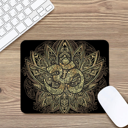 Gold Om Lotus Print Mouse Pad