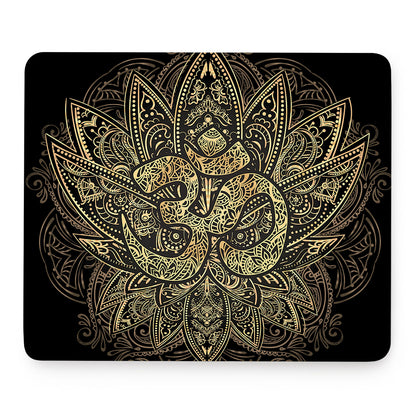 Gold Om Lotus Print Mouse Pad