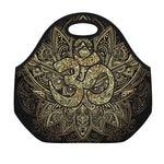 Gold Om Lotus Print Neoprene Lunch Bag
