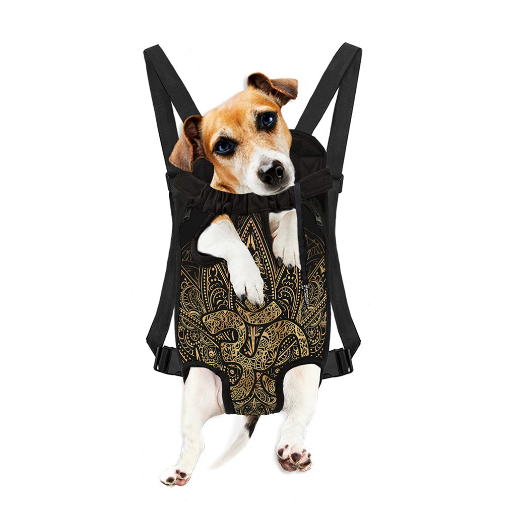 Gold Om Lotus Print Pet Carrier Backpack