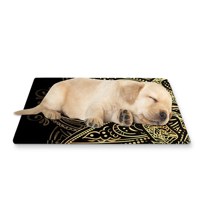 Gold Om Lotus Print Pet Cooling Mat Cover