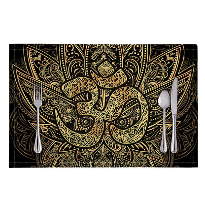 Gold Om Lotus Print Placemat