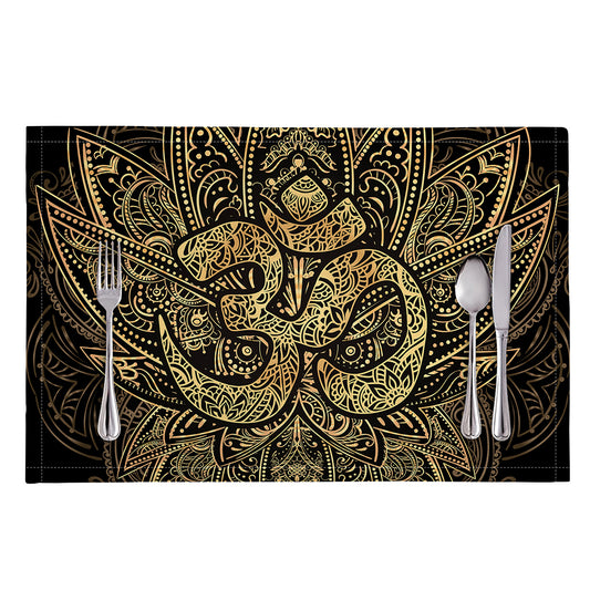 Gold Om Lotus Print Placemat