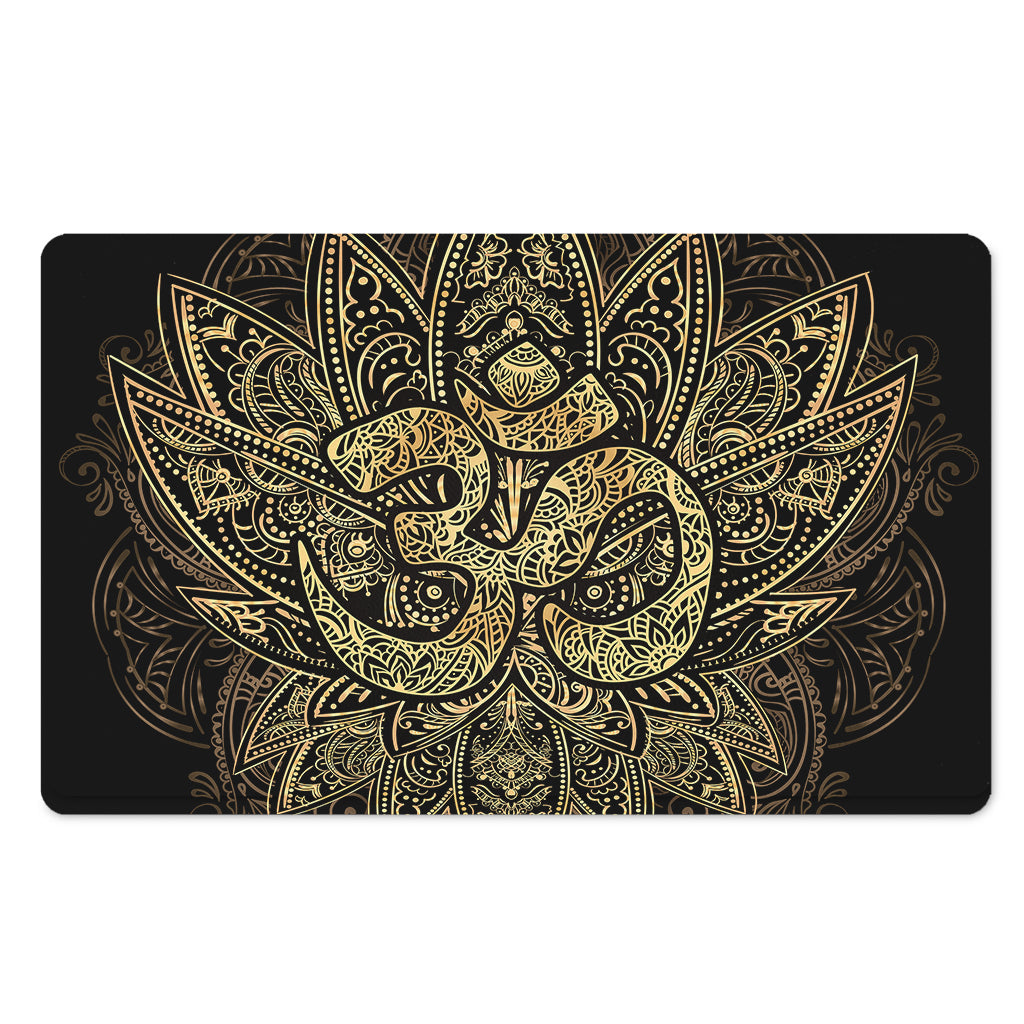 Gold Om Lotus Print Polyester Doormat