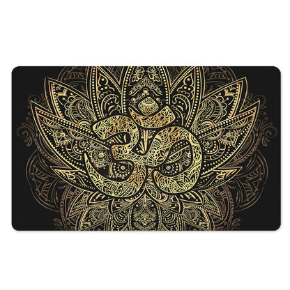 Gold Om Lotus Print Polyester Doormat
