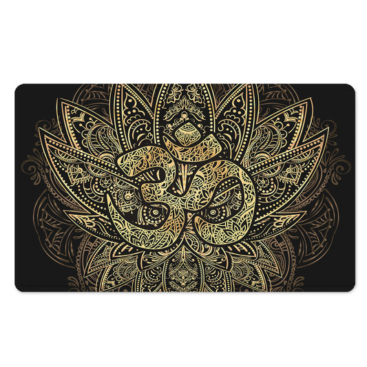 Gold Om Lotus Print Polyester Doormat