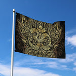 Gold Om Lotus Print Polyester Flag