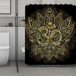 Gold Om Lotus Print Polyester Shower Curtain