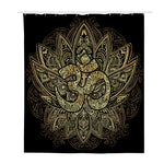 Gold Om Lotus Print Polyester Shower Curtain