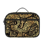 Gold Om Lotus Print Portable Lunch Bag