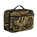 Gold Om Lotus Print Portable Lunch Bag
