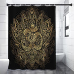 Gold Om Lotus Print Premium Shower Curtain