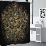 Gold Om Lotus Print Premium Shower Curtain