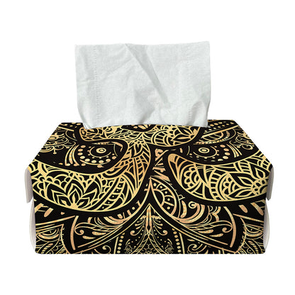 Gold Om Lotus Print Rectangle Tissue Box Cover