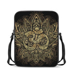 Gold Om Lotus Print Rectangular Crossbody Bag