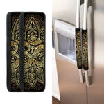 Gold Om Lotus Print Refrigerator Handle Covers