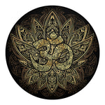 Gold Om Lotus Print Round Blanket
