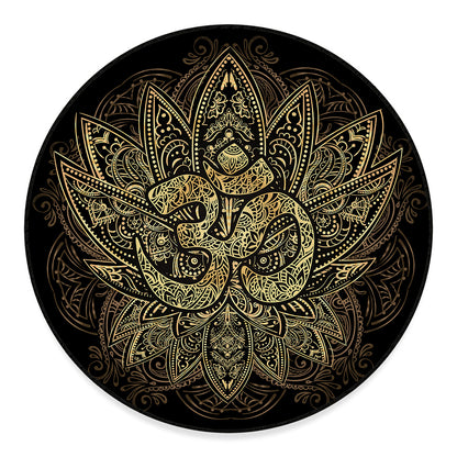 Gold Om Lotus Print Round Floor Mat