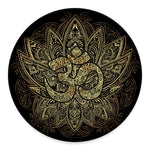 Gold Om Lotus Print Round Floor Mat