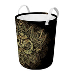 Gold Om Lotus Print Round Laundry Basket