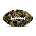 Gold Om Lotus Print Rugby Ball