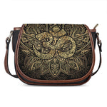 Gold Om Lotus Print Saddle Bag