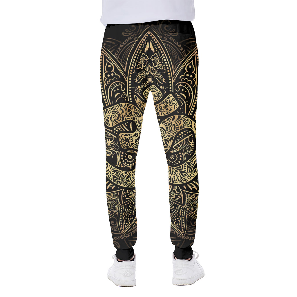 Gold Om Lotus Print Scuba Joggers