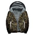 Gold Om Lotus Print Sherpa Lined Zip Up Hoodie