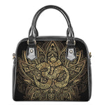 Gold Om Lotus Print Shoulder Handbag