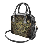 Gold Om Lotus Print Shoulder Handbag