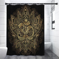 Gold Om Lotus Print Shower Curtain