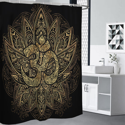 Gold Om Lotus Print Shower Curtain