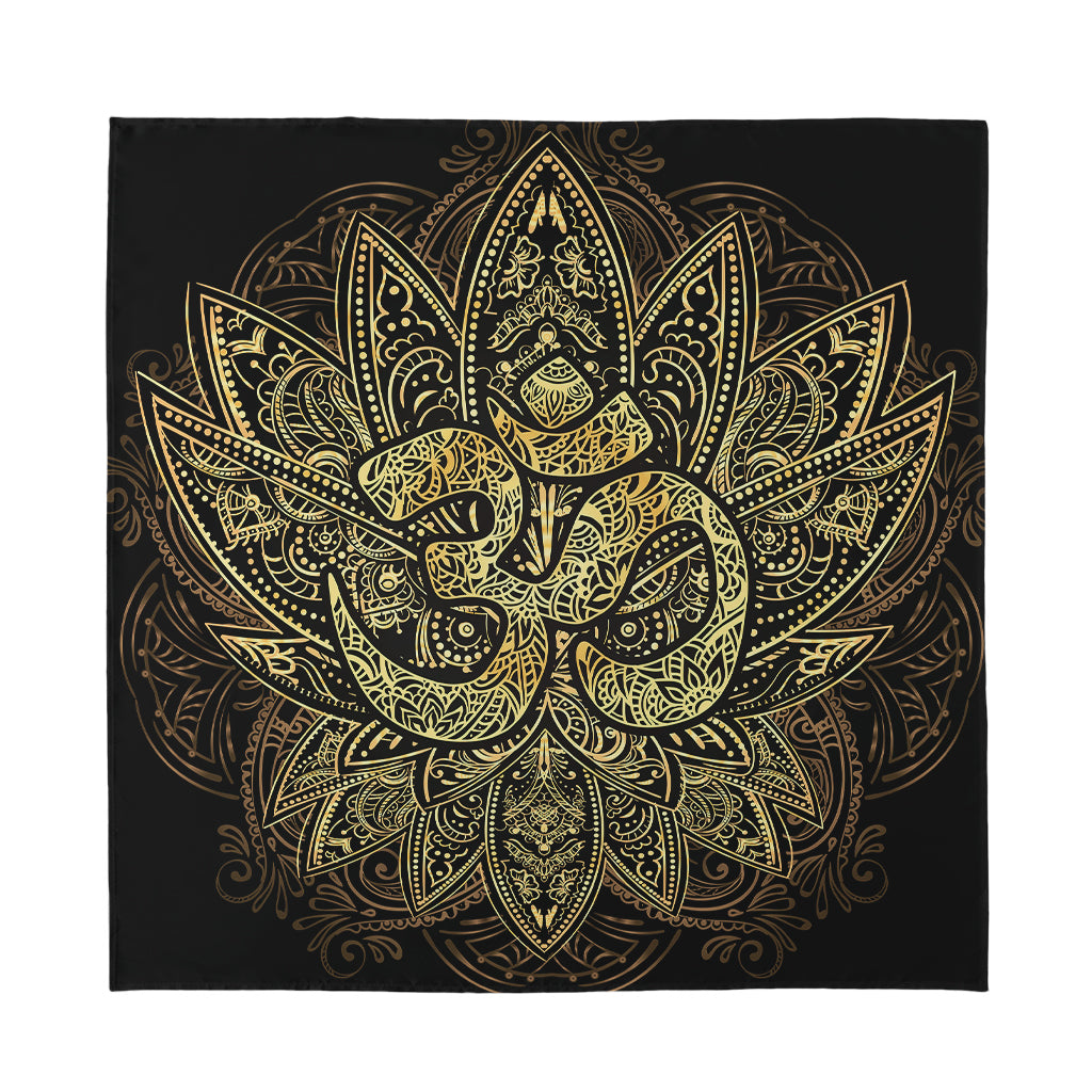 Gold Om Lotus Print Silk Bandana