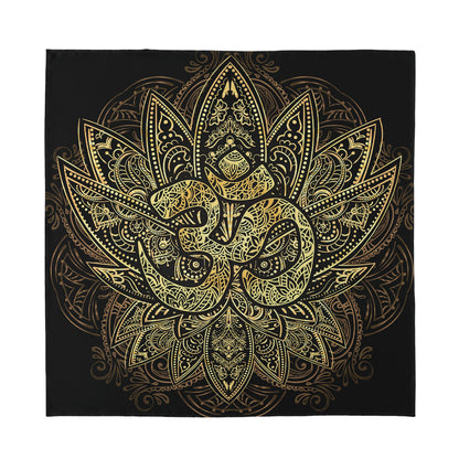 Gold Om Lotus Print Silk Bandana