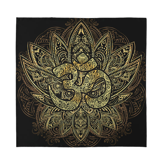 Gold Om Lotus Print Silk Bandana