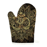 Gold Om Lotus Print Single Oven Mitt