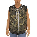 Gold Om Lotus Print Sleeveless Baseball Jersey