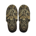 Gold Om Lotus Print Slippers
