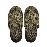 Gold Om Lotus Print Slippers