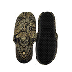 Gold Om Lotus Print Slippers