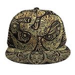 Gold Om Lotus Print Snapback Cap